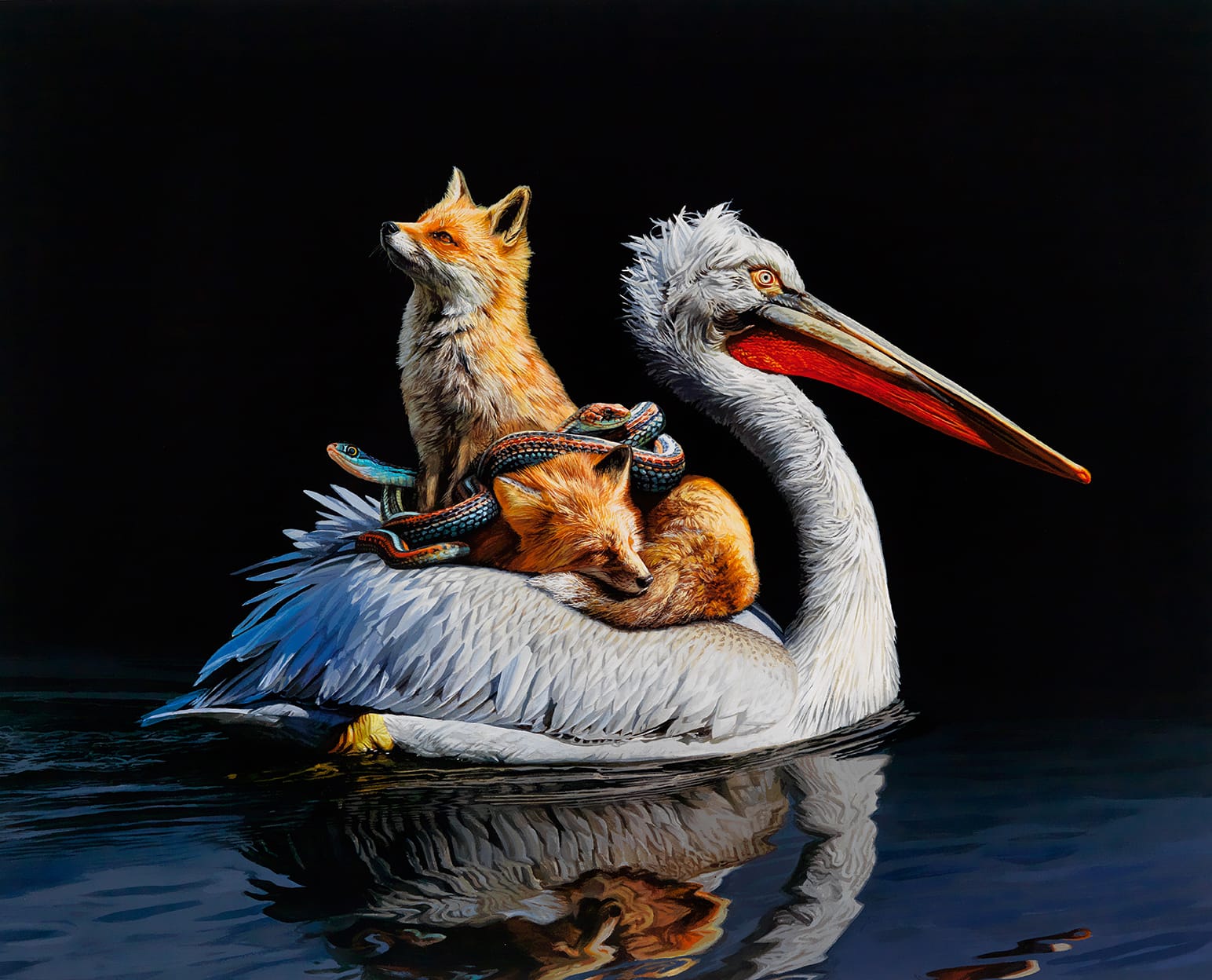zwierzęta szukają bezpiecznego przejścia. Lisa Ericson, praca 1.