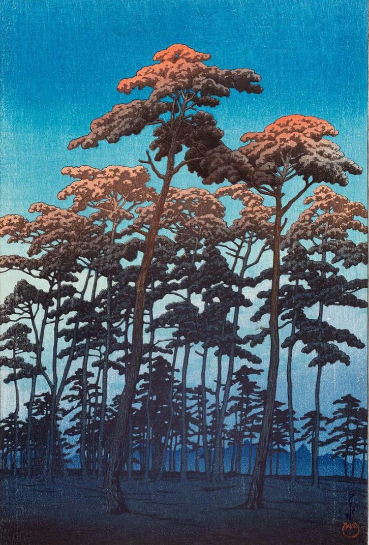 światło zatrzymało się na chwilę. Hasui Kawase, praca 1.