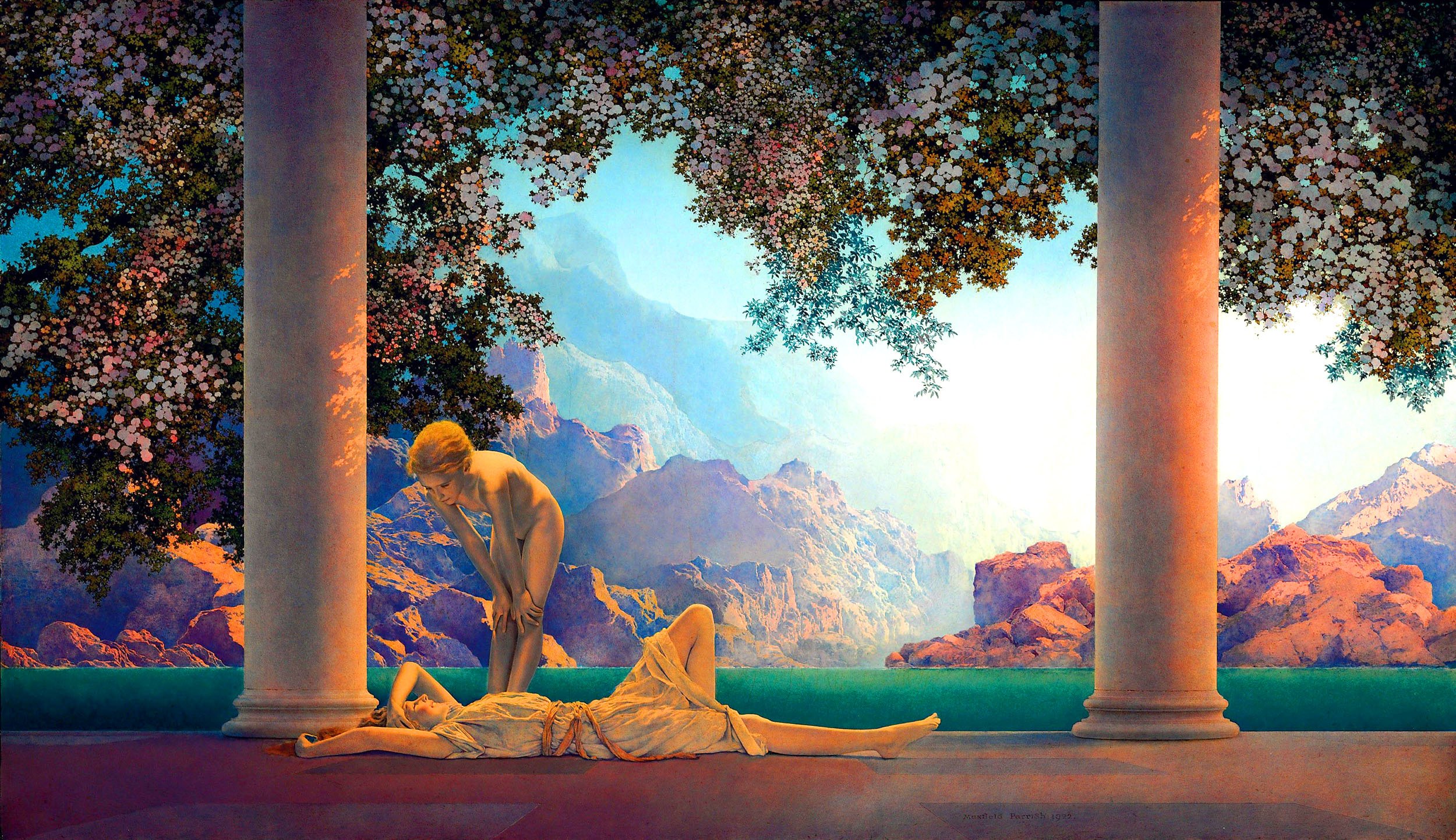 takie światło pamiętam znikąd. Maxfield Parrish, praca 1.