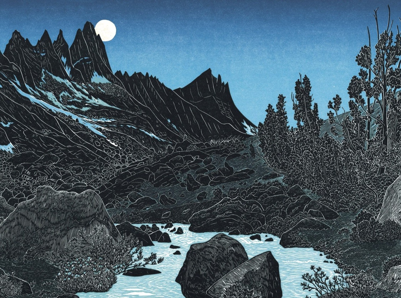 kalifornia wycięta w drewnie. Tom Killion, praca 9.