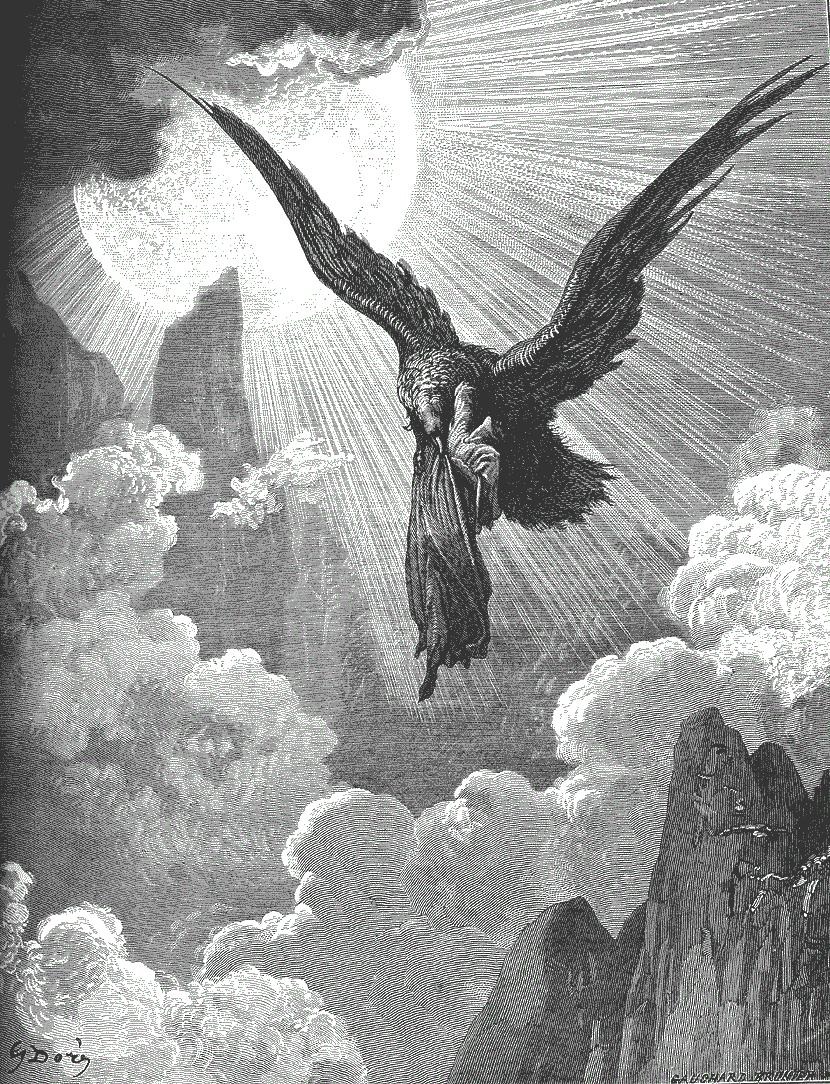 droga w dół, aż do światła. Gustave Doré, praca 6.