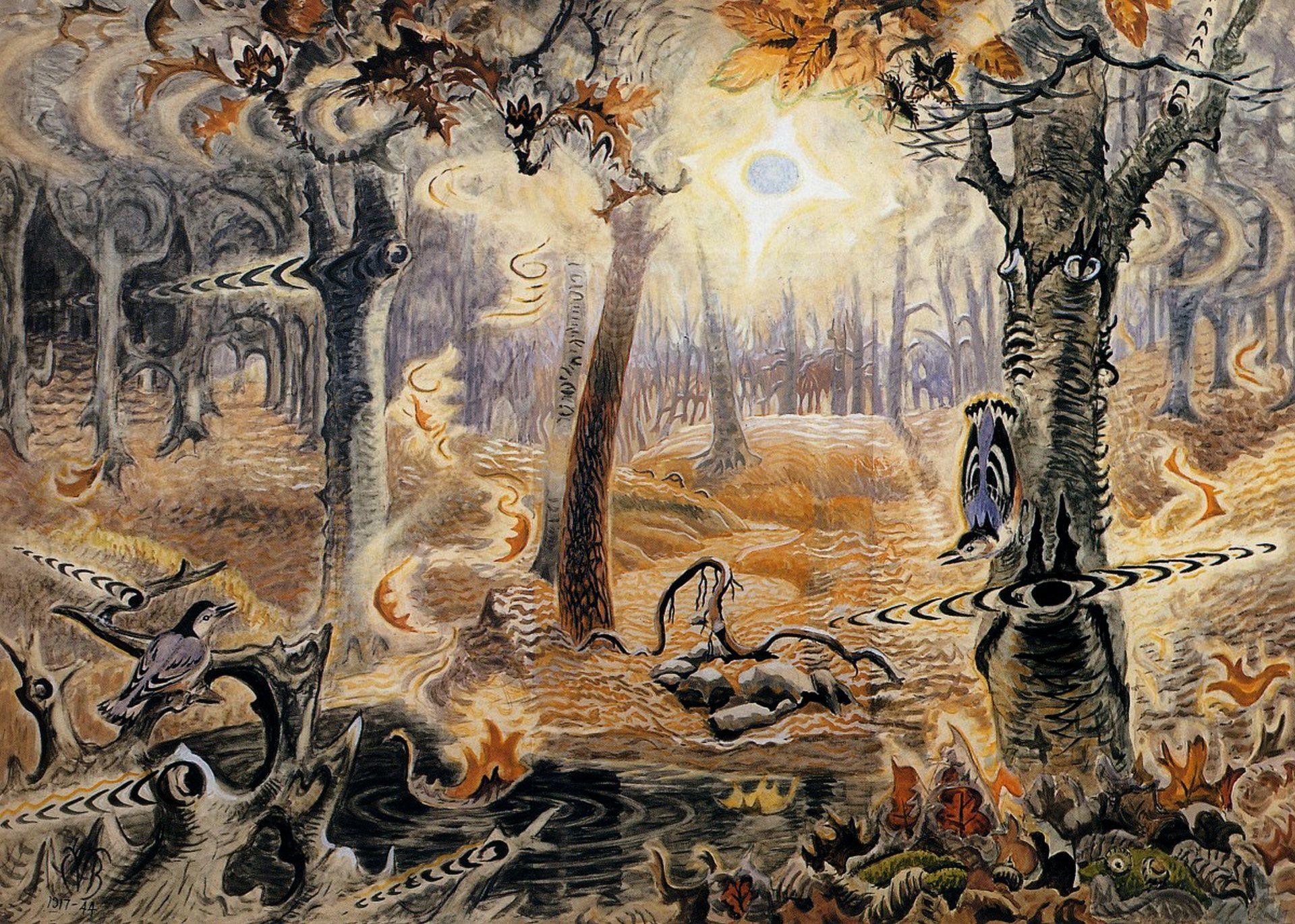 krajobraz lekko drży. Charles Burchfield, praca 8.