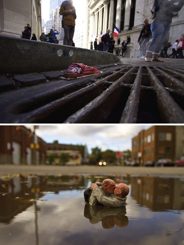 nie zauważyliście małych ludzi. Isaac Cordal, praca 2.