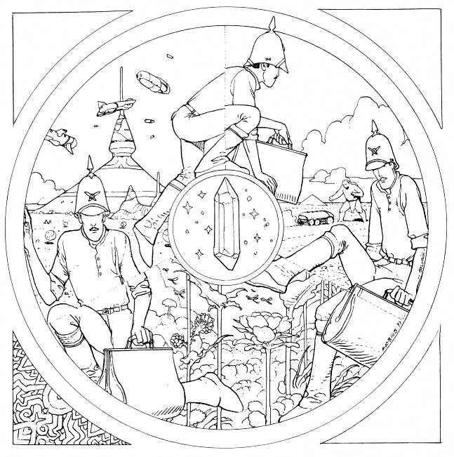 kosmos narysowany jedną kreską. Moebius (Jean Giraud), praca 9.