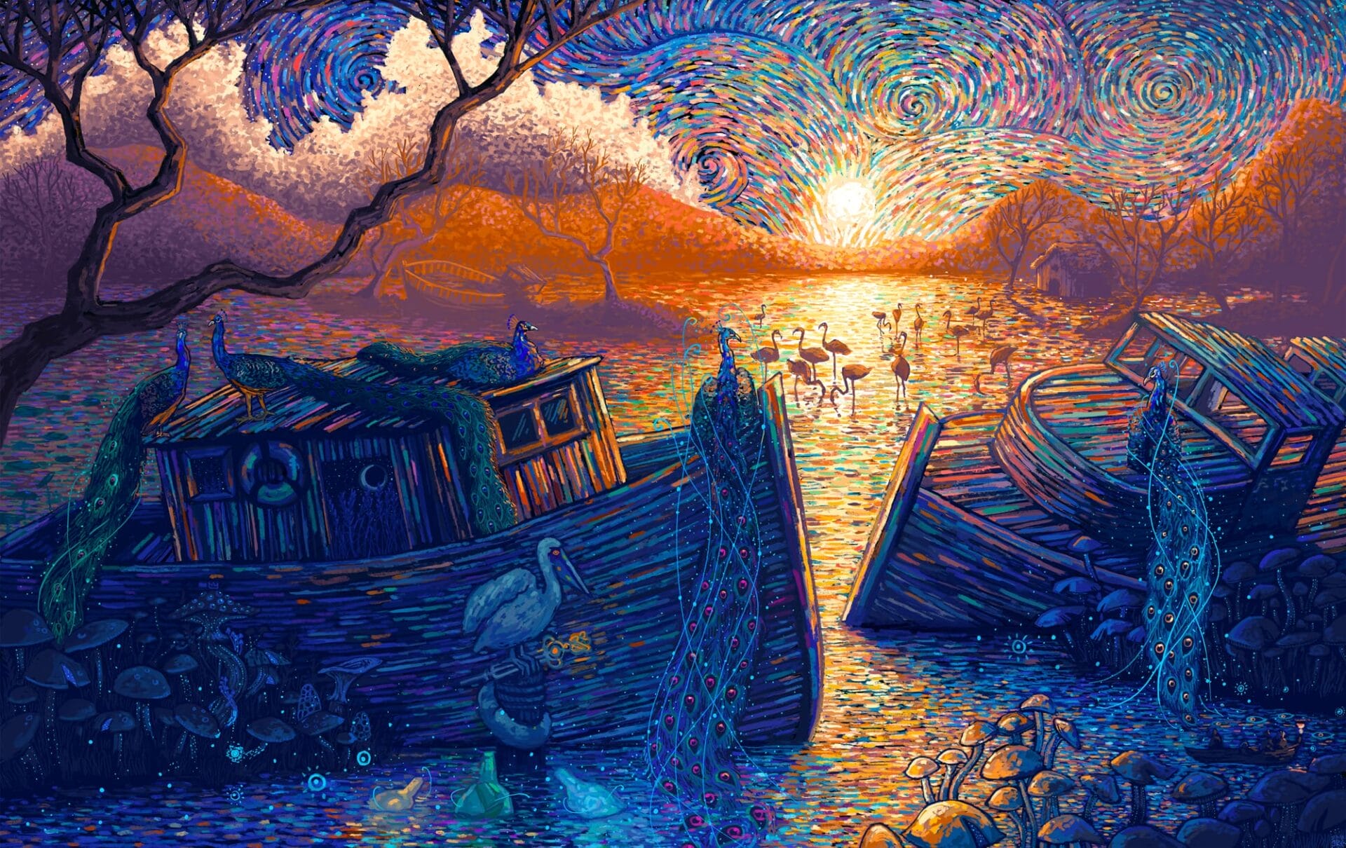 światło rozsypało się na małe kreski. James R. Eads, praca 6.