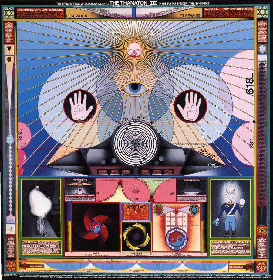 wszechświat rozpisany na kartce. Paul Laffoley, praca 10.