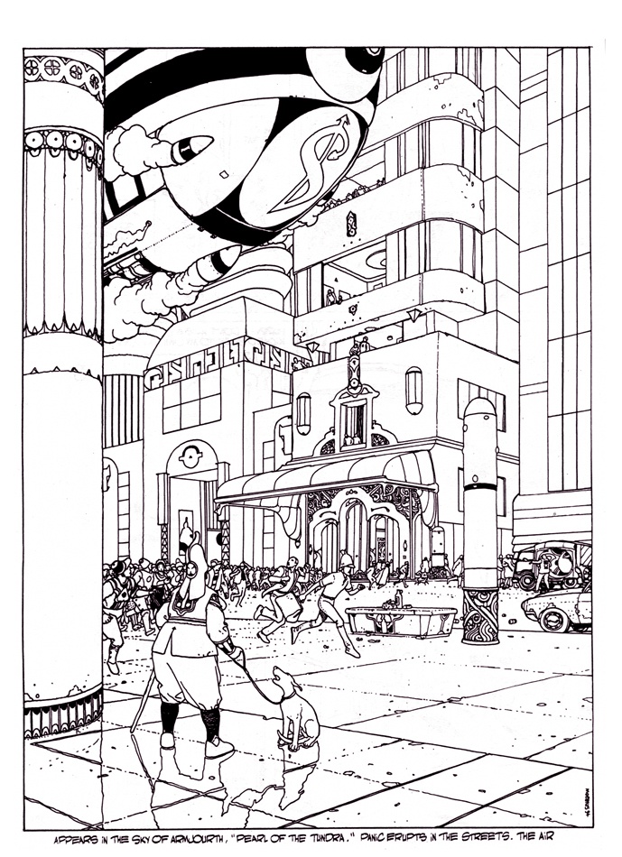 kosmos narysowany jedną kreską. Moebius (Jean Giraud), praca 10.