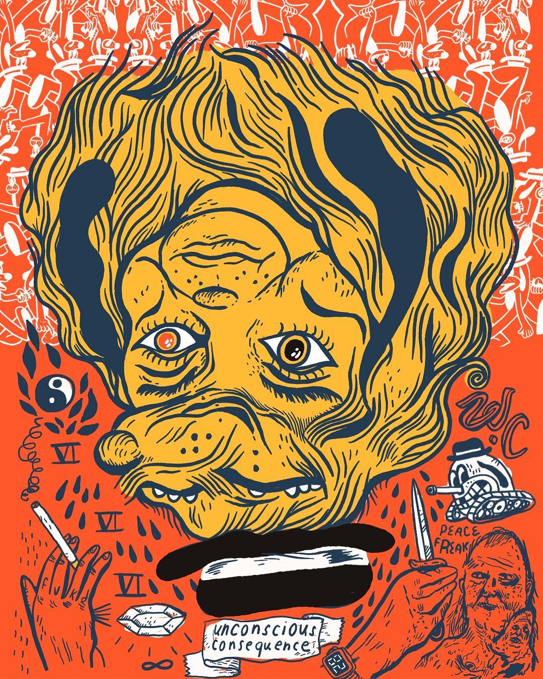 cyklop widzi wszystko za kolorowo. Wooden Cyclops (Wesley Hubbard), praca 2.