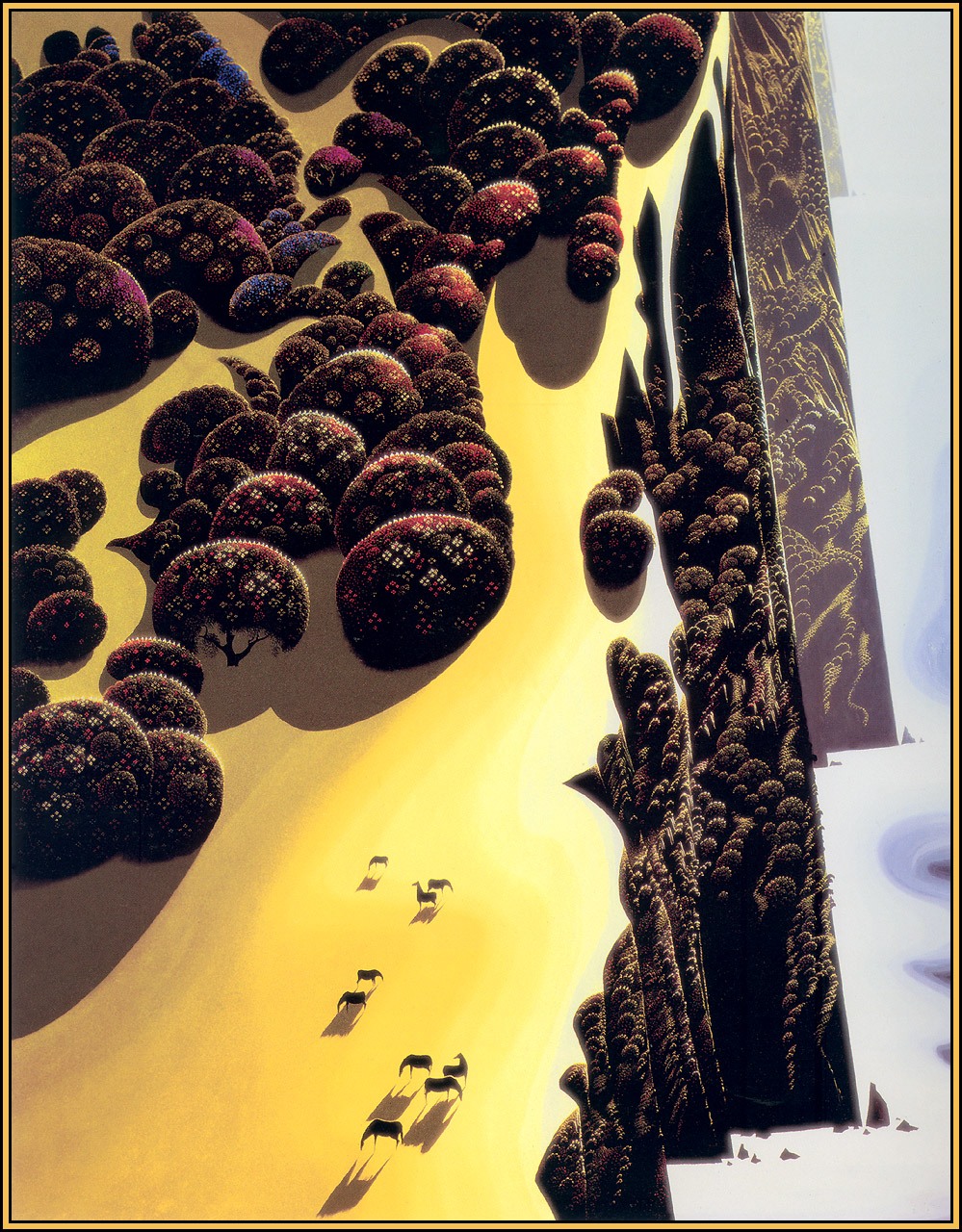 drzewa stoją jak we śnie. Eyvind Earle, praca 6.