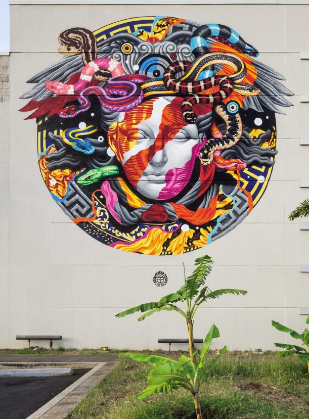 obraz zmienia temat w połowie twarzy. Tristan Eaton, praca 3.