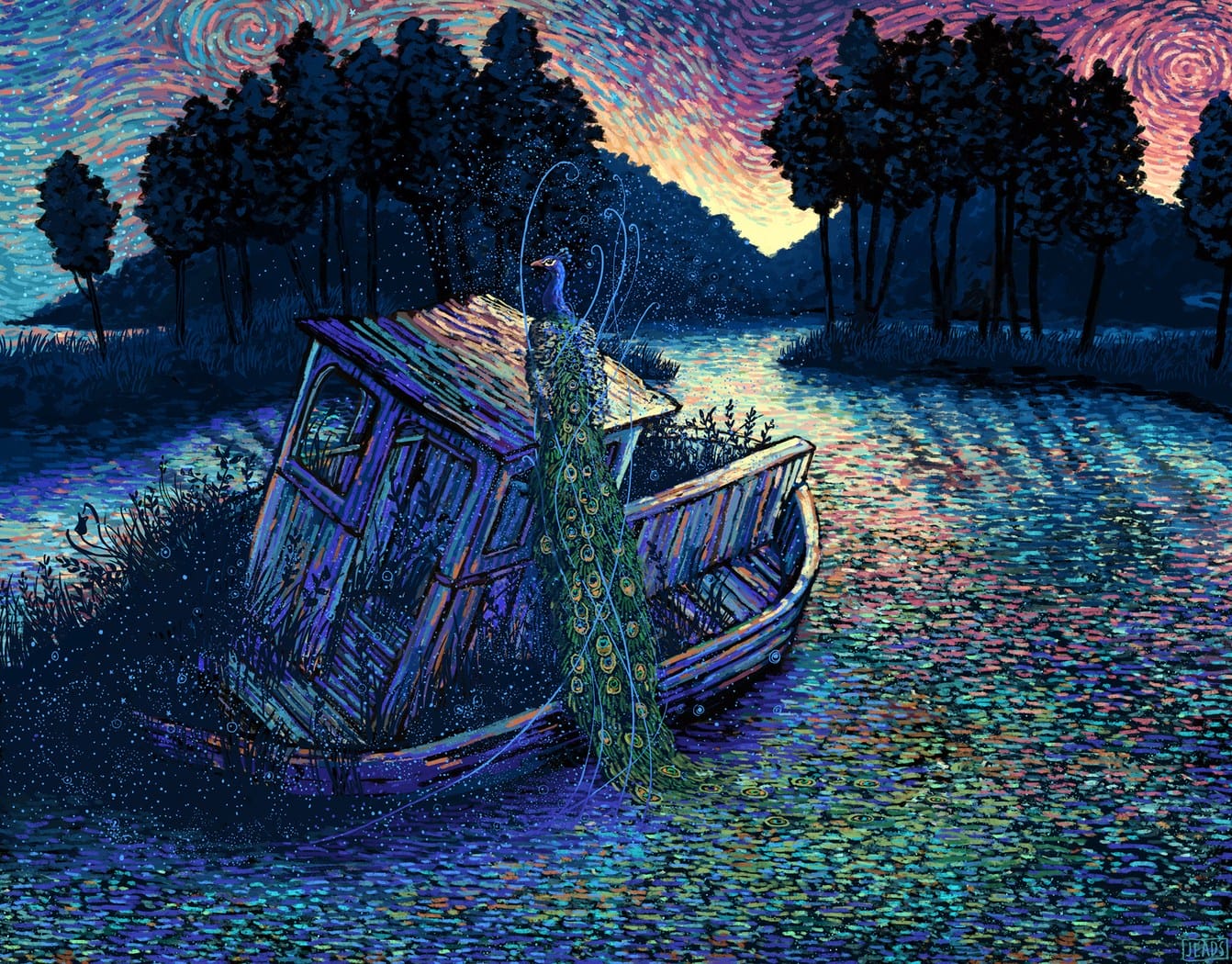 światło rozsypało się na małe kreski. James R. Eads, praca 2.