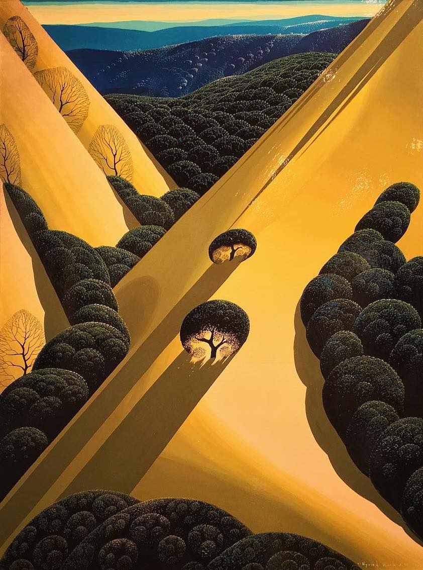 drzewa stoją jak we śnie. Eyvind Earle, praca 4.