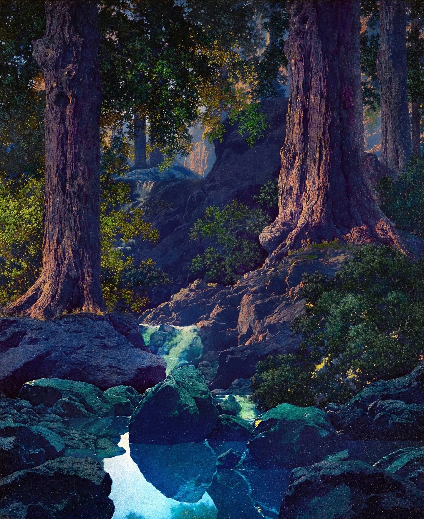 takie światło pamiętam znikąd. Maxfield Parrish, praca 4.