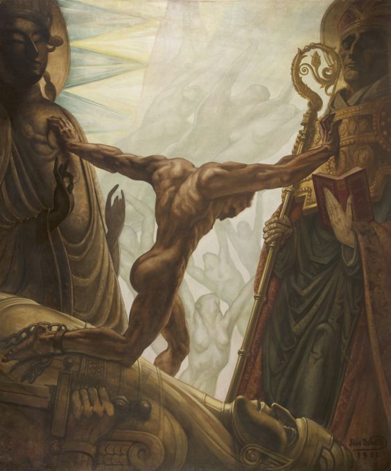 wszyscy przyszliśmy z tego błękitu. Jean Delville, praca 5.
