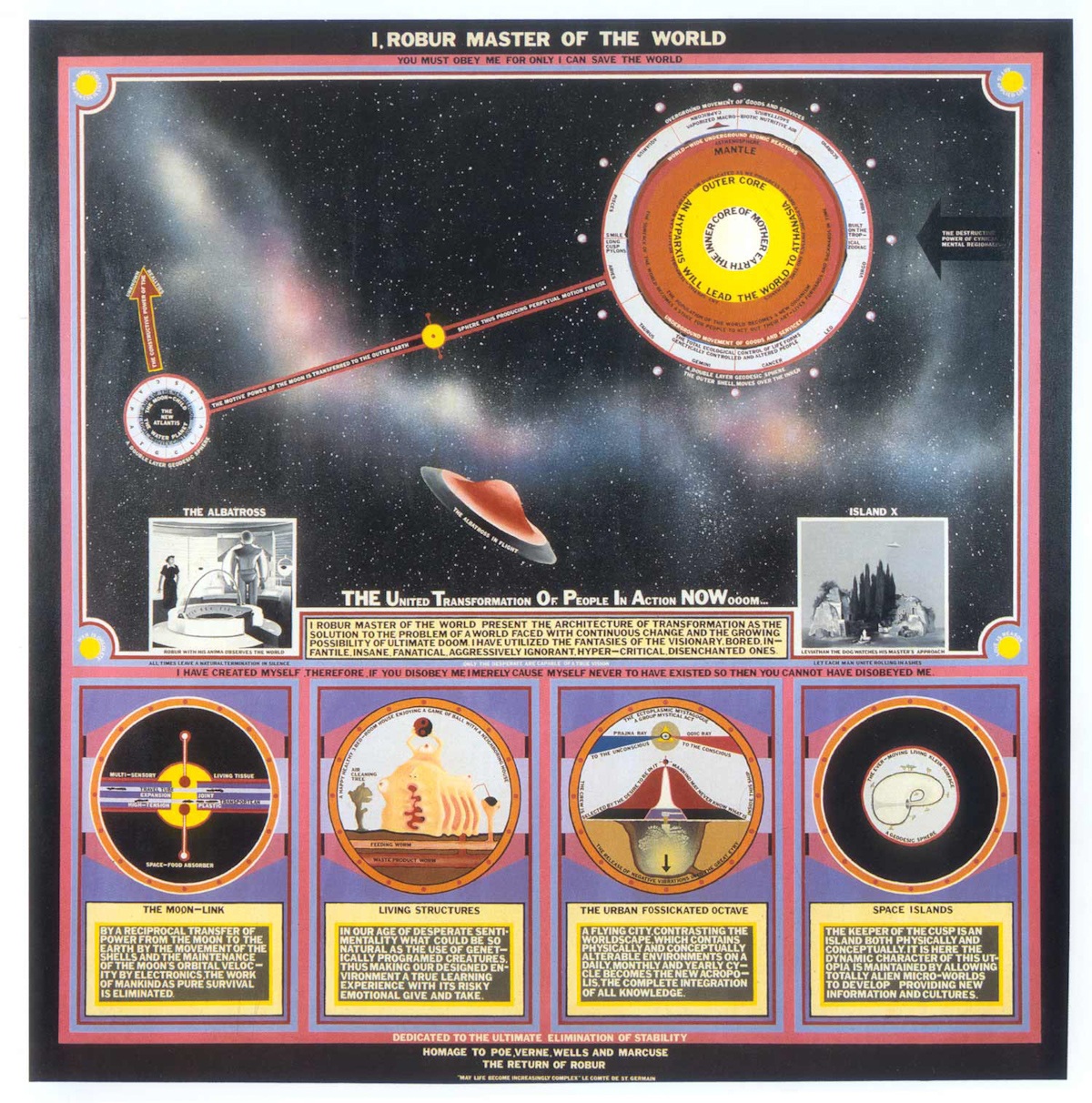 wszechświat rozpisany na kartce. Paul Laffoley, praca 9.