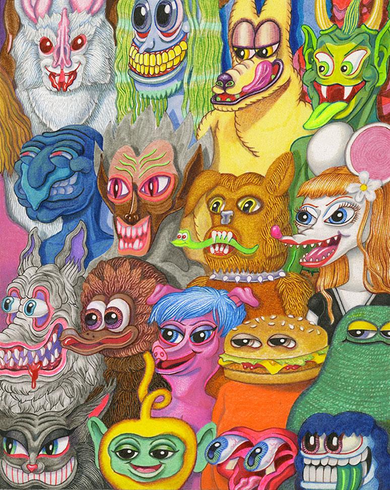 dziwne towarzystwo pod ścianą. Matt Furie, praca 1.