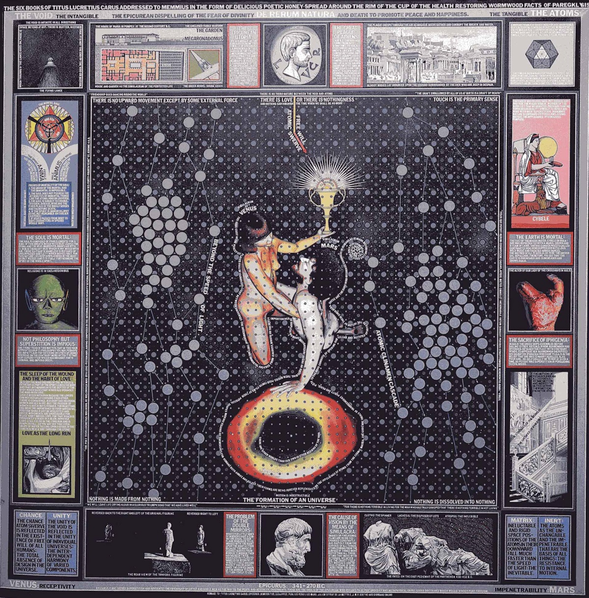 wszechświat rozpisany na kartce. Paul Laffoley, praca 4.