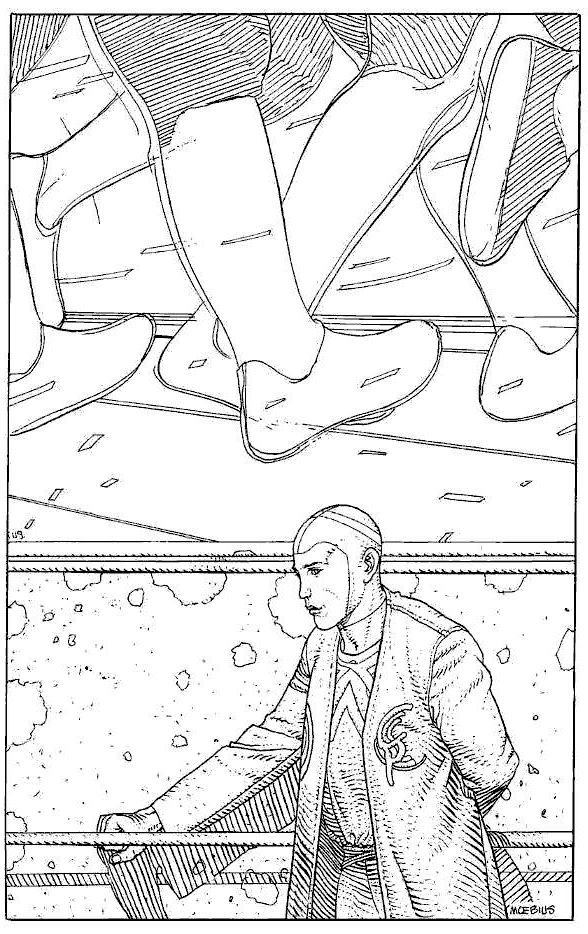kosmos narysowany jedną kreską. Moebius (Jean Giraud), praca 5.