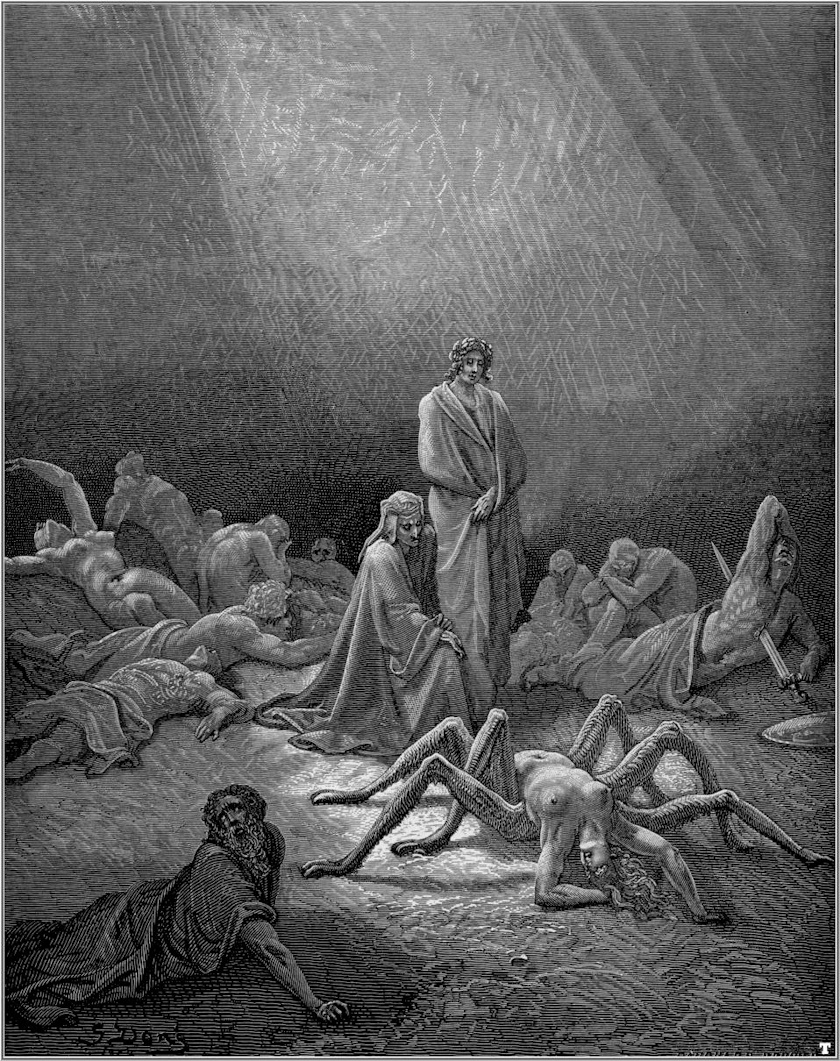 droga w dół, aż do światła. Gustave Doré, praca 8.