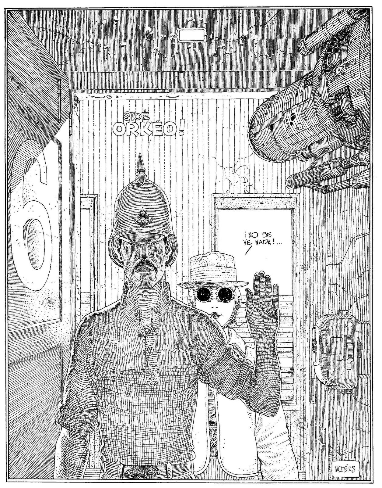 kosmos narysowany jedną kreską. Moebius (Jean Giraud), praca 8.