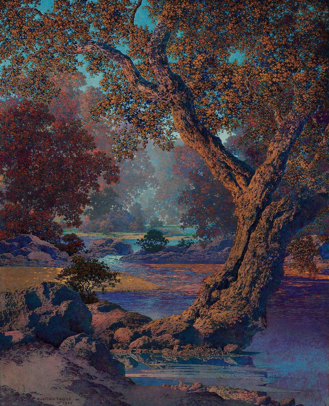 takie światło pamiętam znikąd. Maxfield Parrish, praca 8.